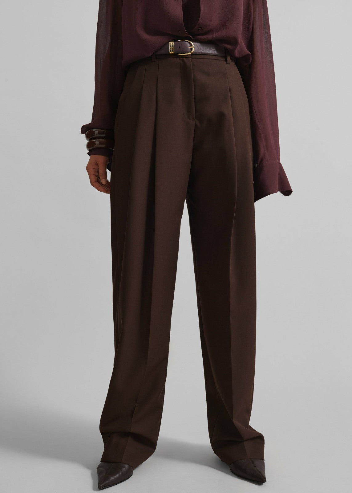 Gelso Pleated Twill Trousers Brown - Women