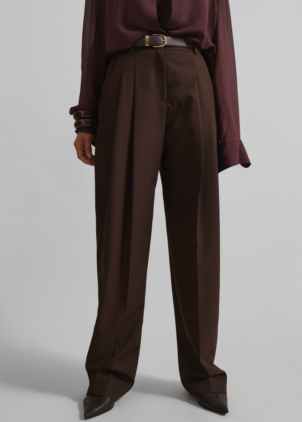 Gelso Pleated Twill Trousers Brown - Women