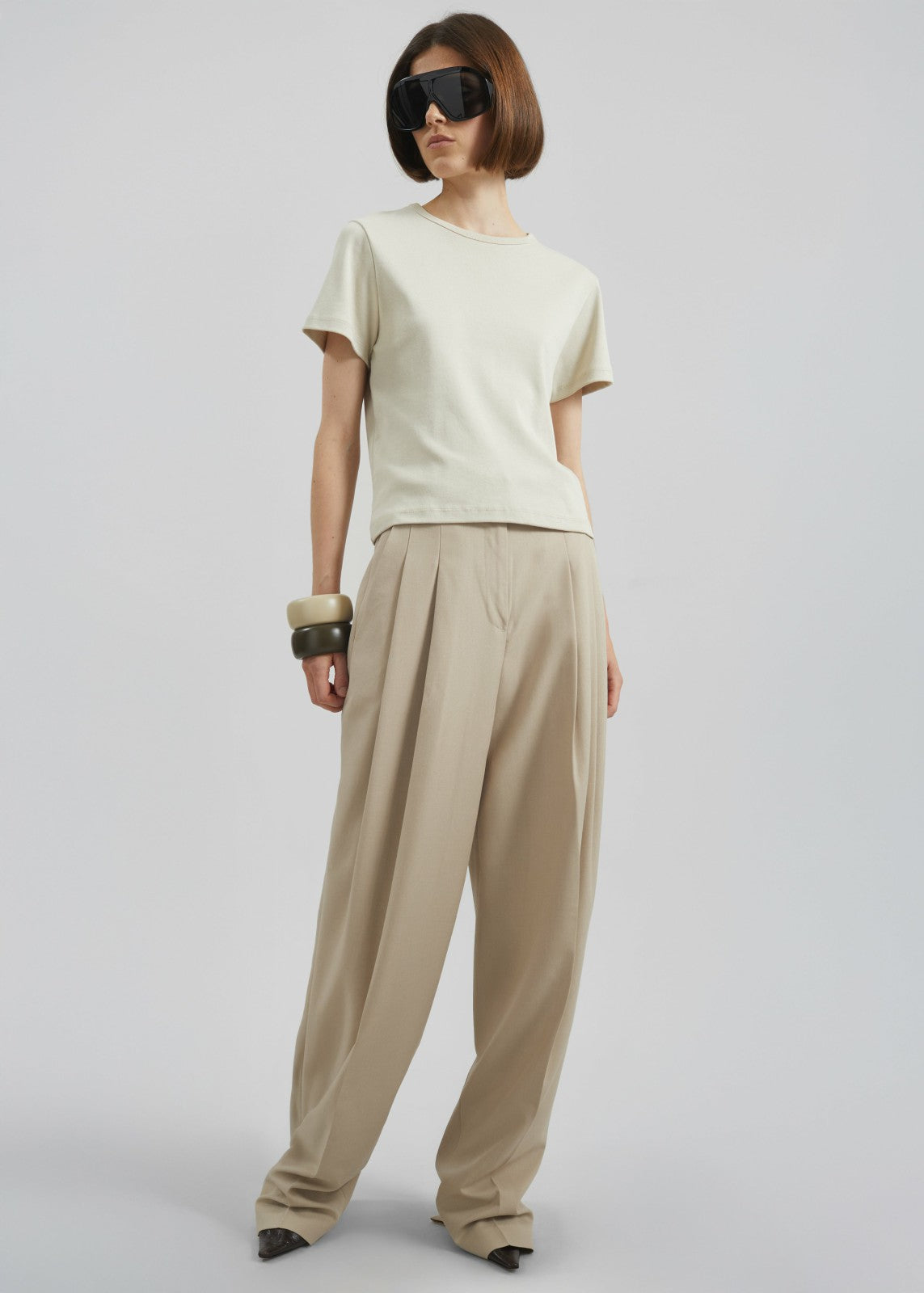 Gelso Pleated Twill Trousers Beige - Women