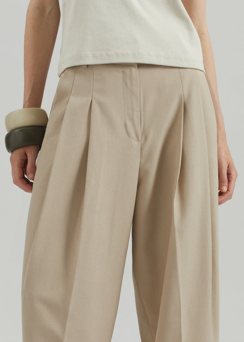 Gelso Pleated Twill Trousers Beige - Women