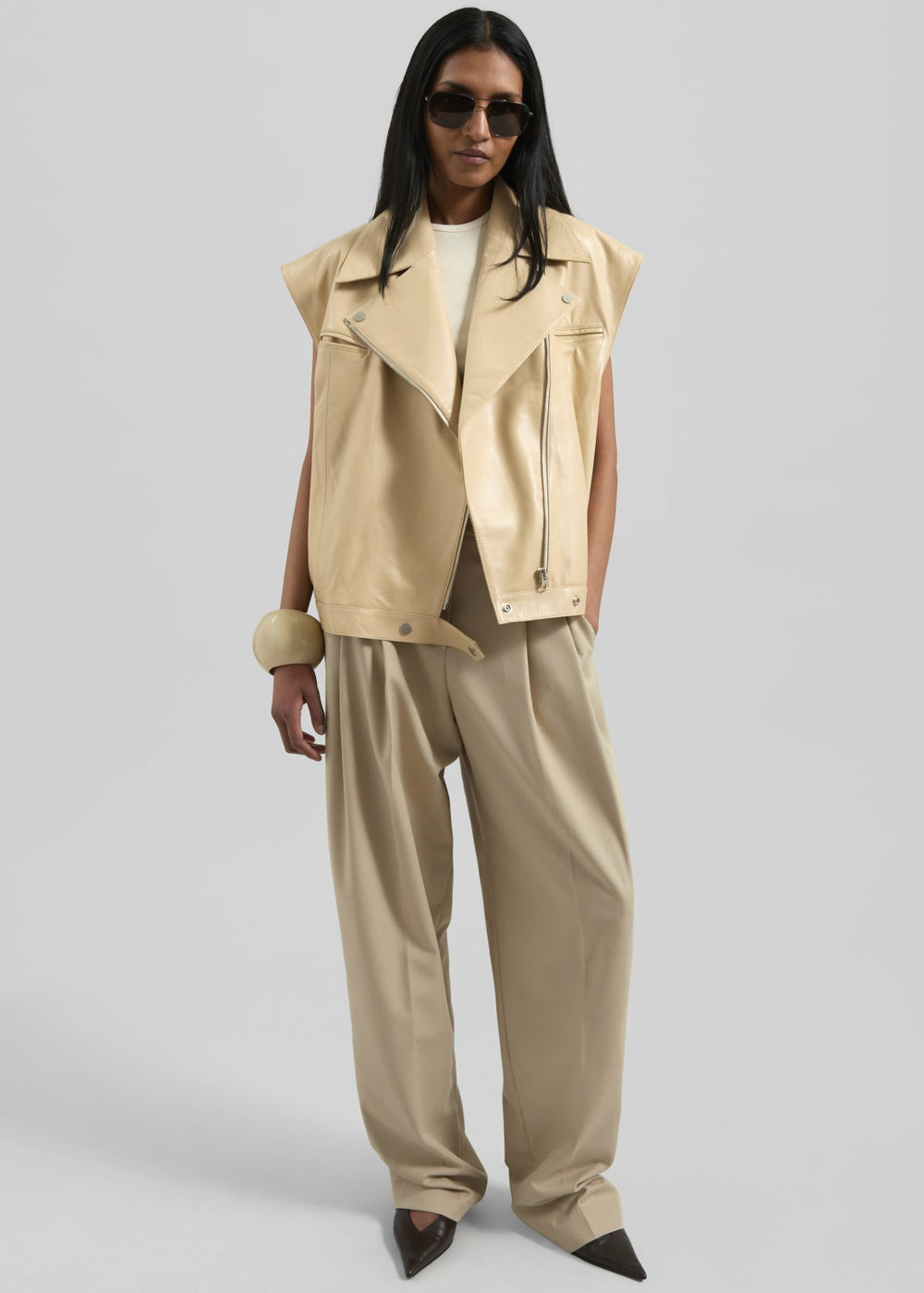 Gelso Pleated Twill Trousers Beige - Women