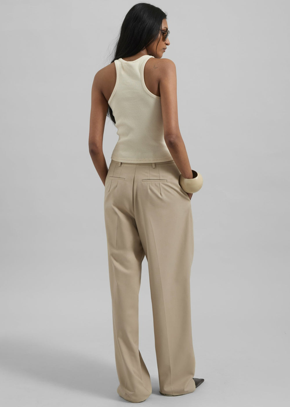Gelso Pleated Twill Trousers Beige - Women