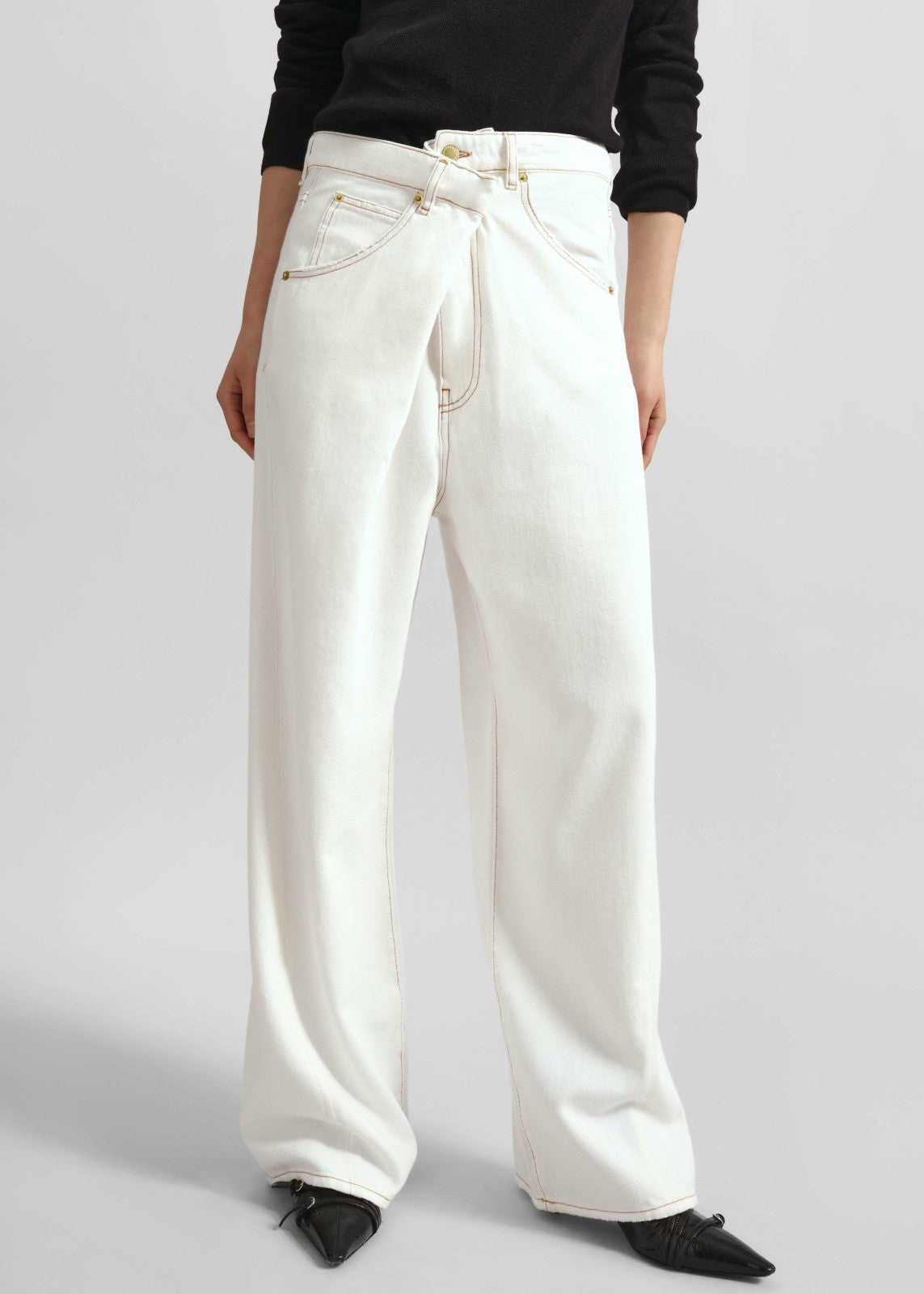 Darkpark Ines Fold Over Denim Washed White - Women