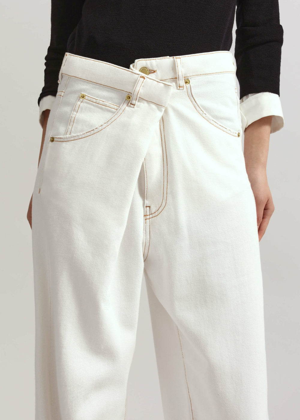 Darkpark Ines Fold Over Denim Washed White - Women