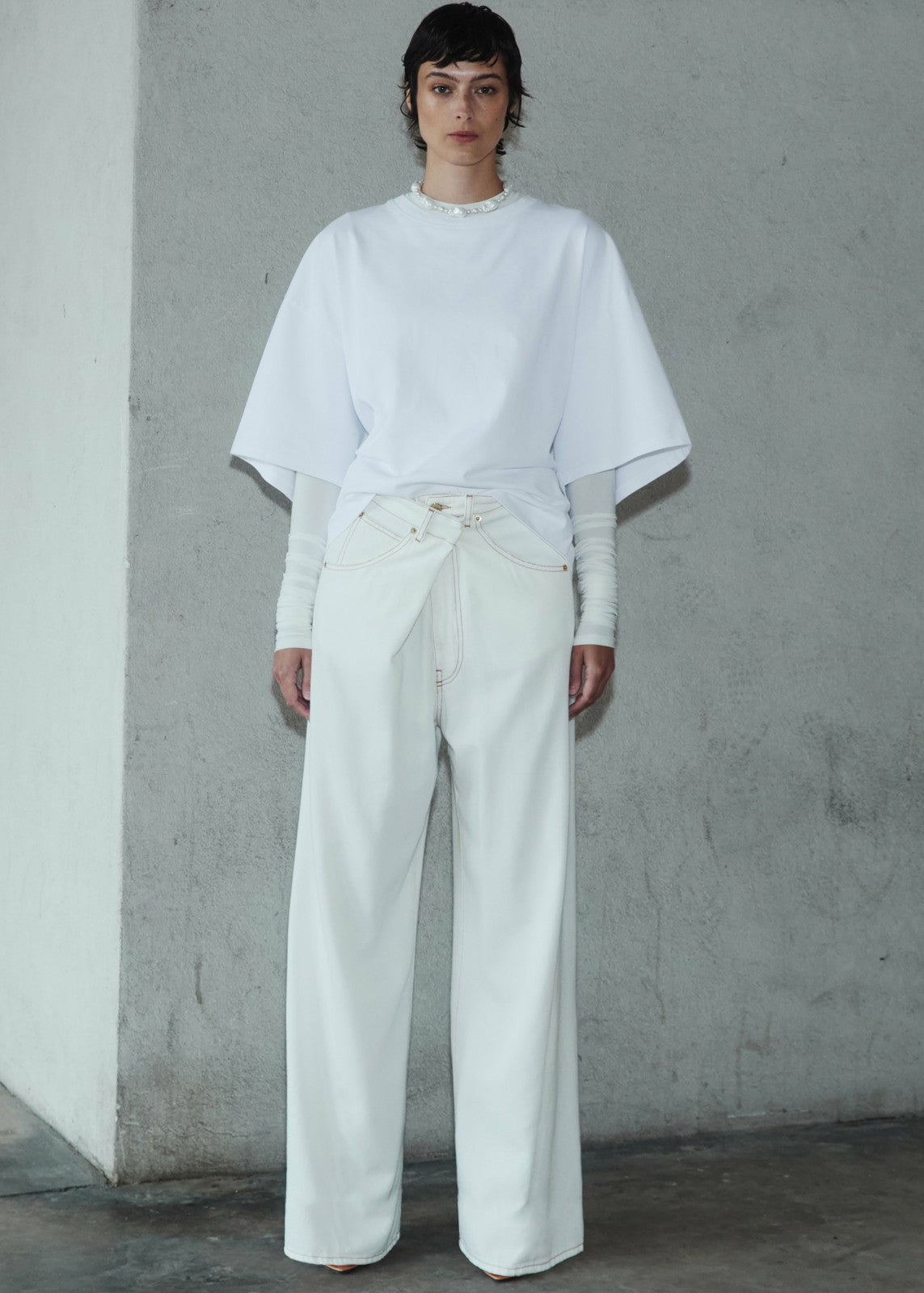 Darkpark Ines Fold Over Denim Washed White - Women