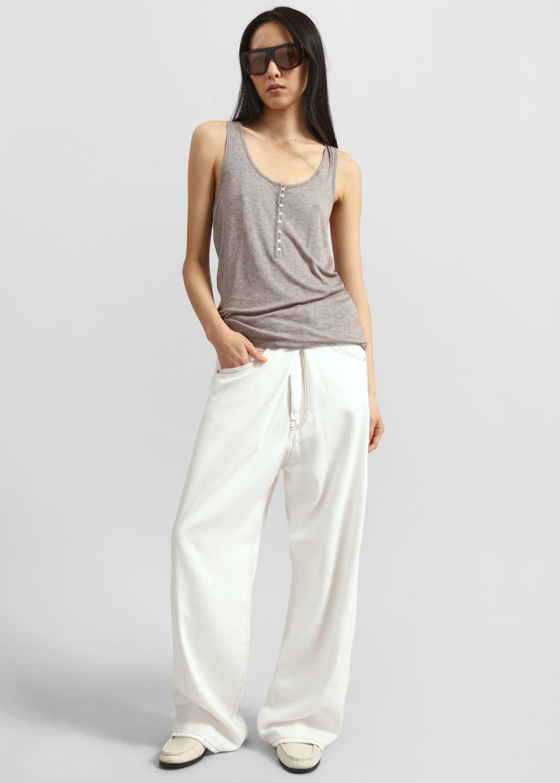 Darkpark Ines Fold Over Denim Washed White - Women