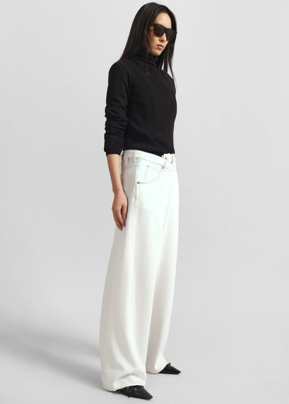 Darkpark Ines Fold Over Denim Washed White - Women