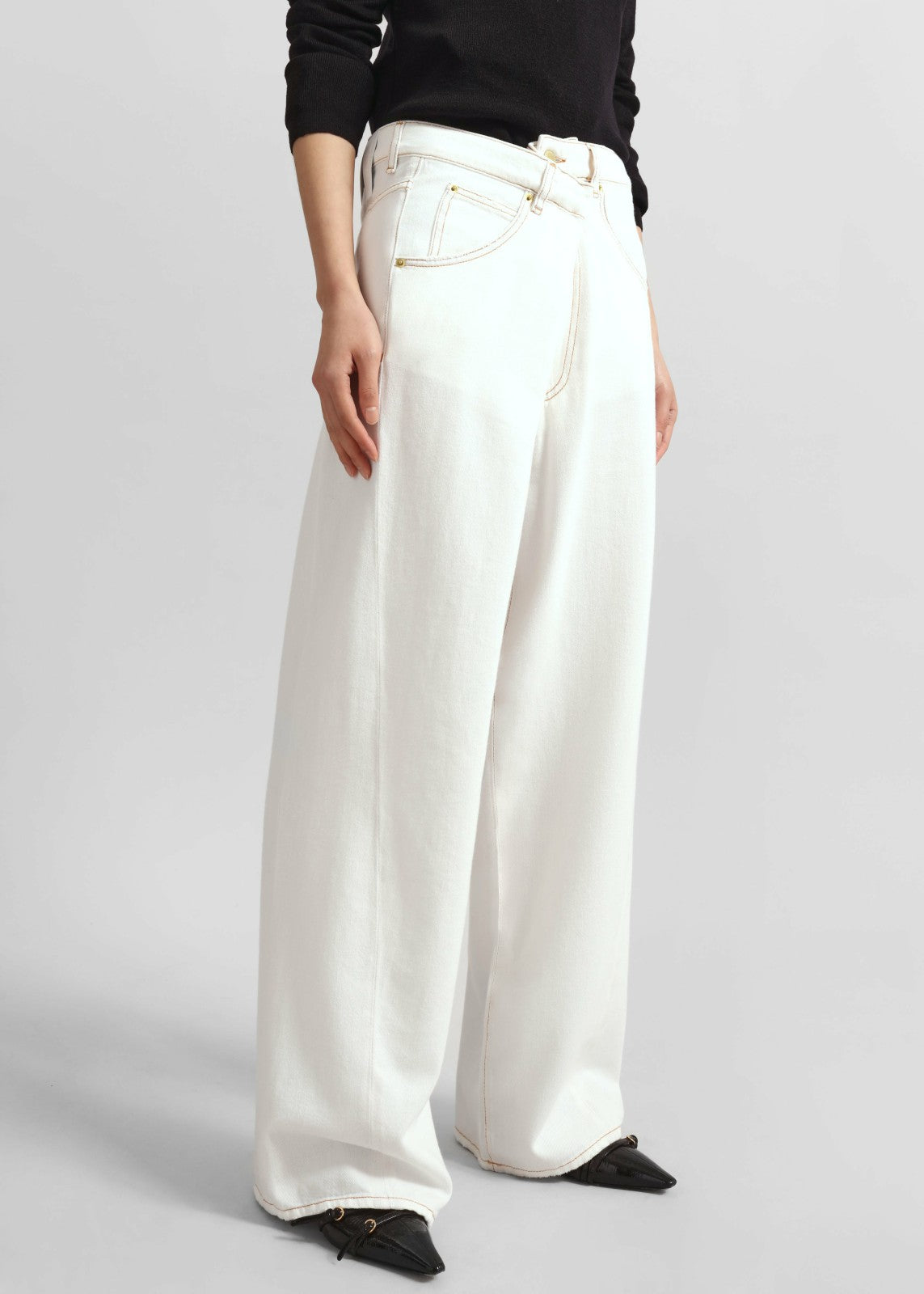 Darkpark Ines Fold Over Denim Washed White - Women