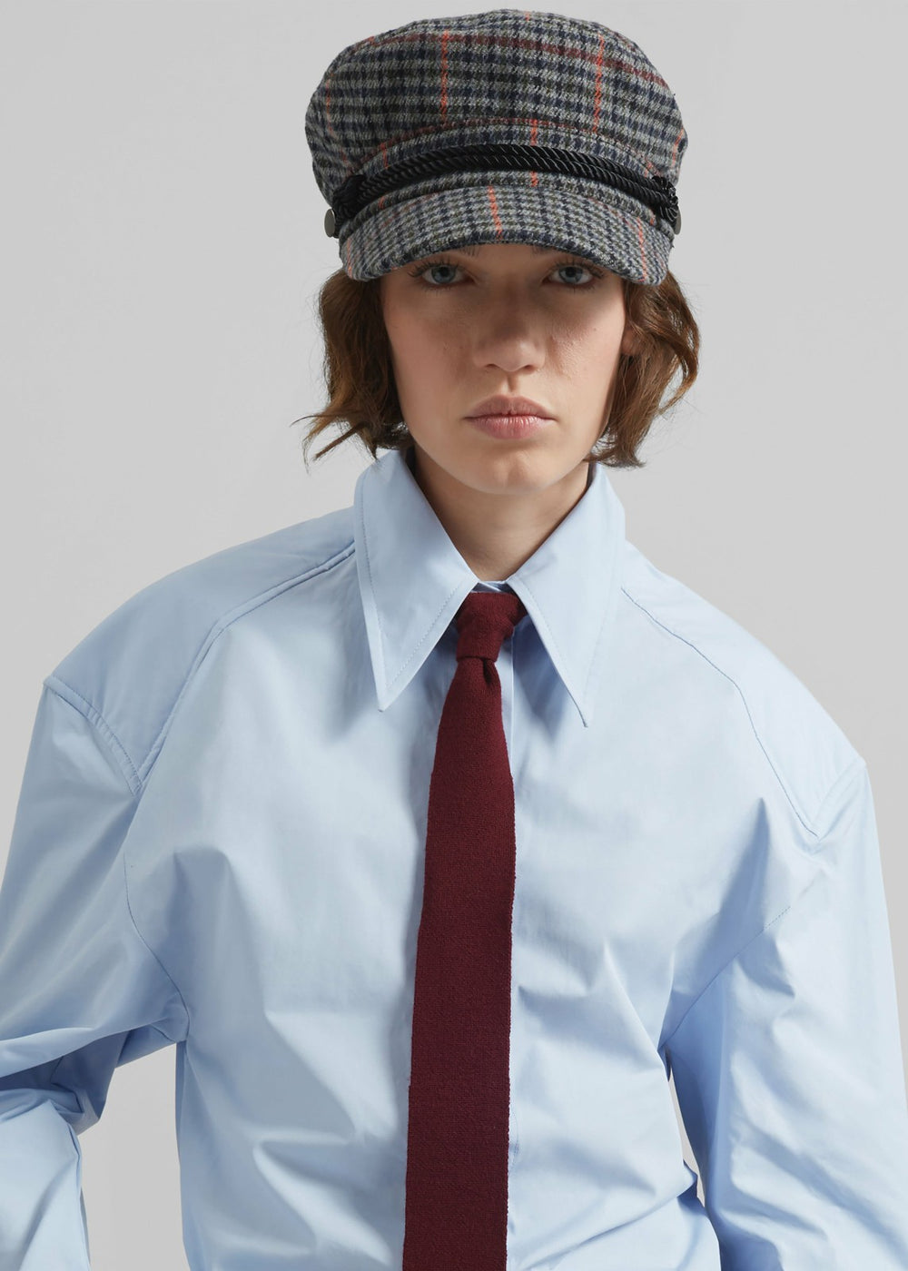 Chesney Plaid Baker Boy Cap Grey - Women