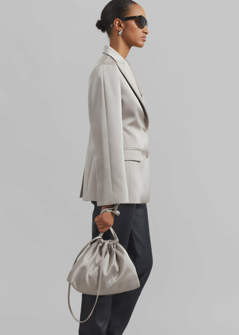 Velora Satin Pouch Light Taupe - Women