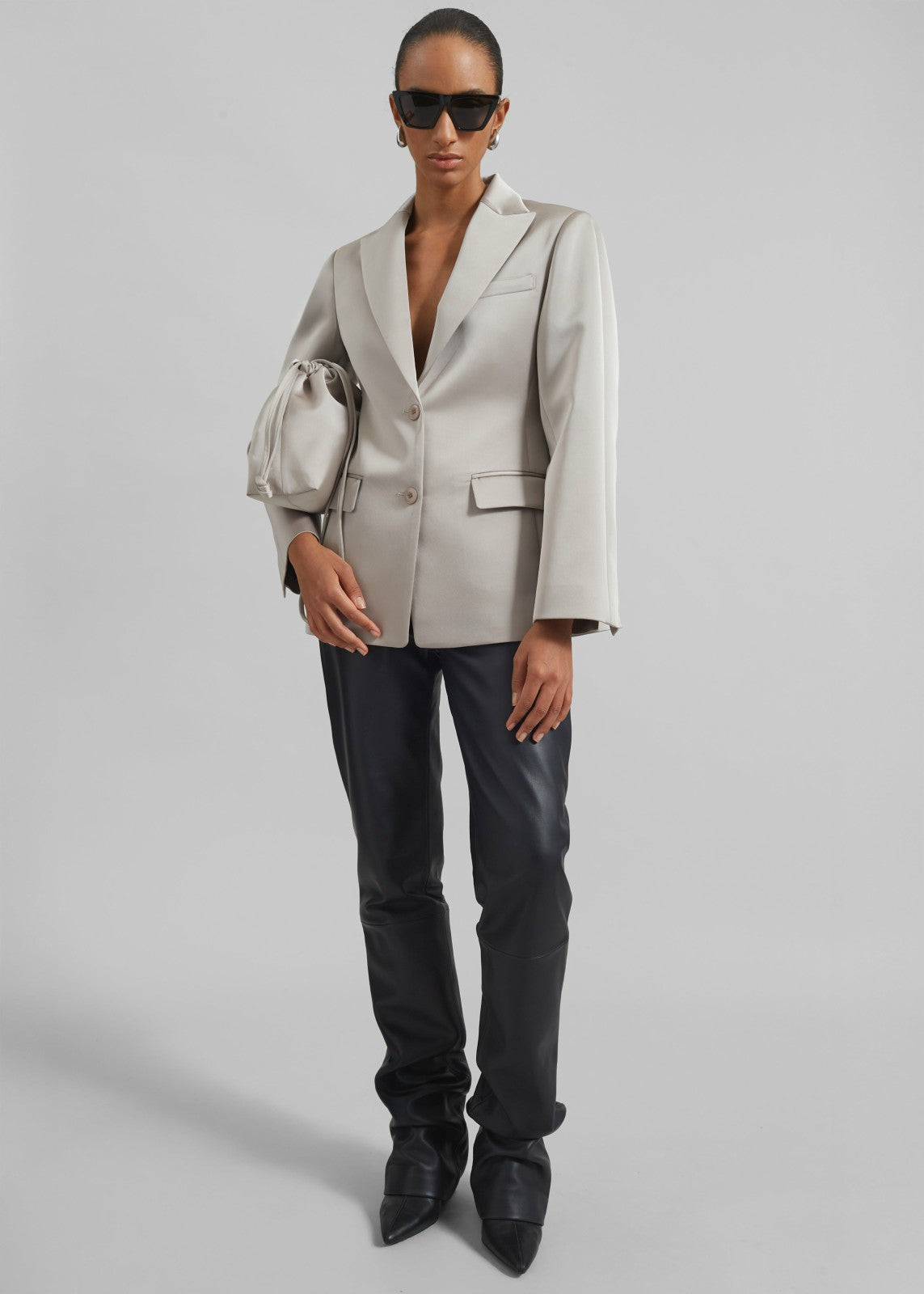 Velora Satin Pouch Light Taupe - Women
