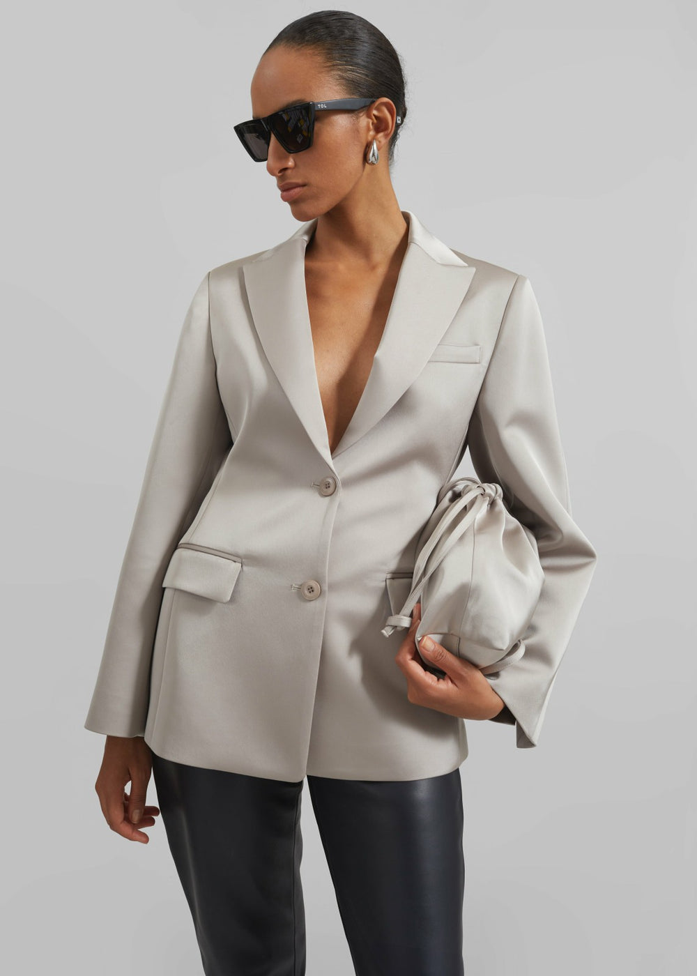 Velora Satin Pouch Light Taupe - Women