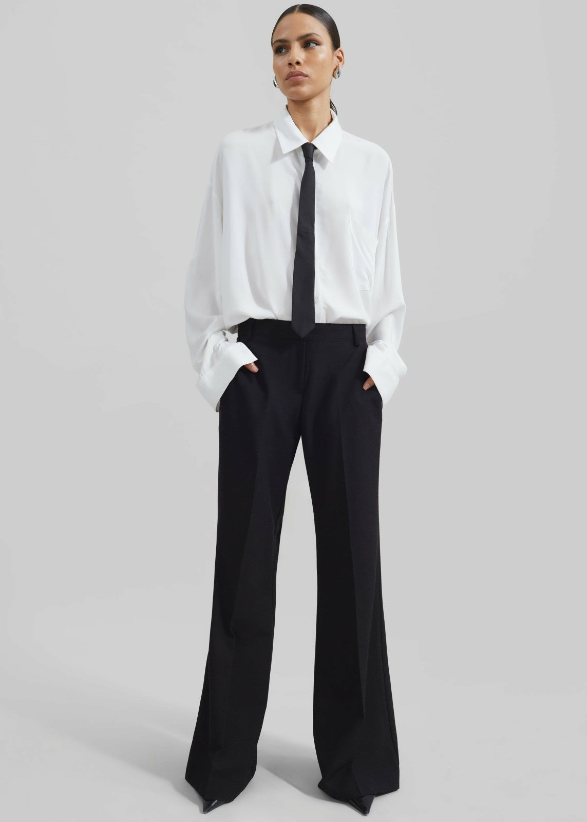 Maisie Bootcut Twill Pants Black - Women