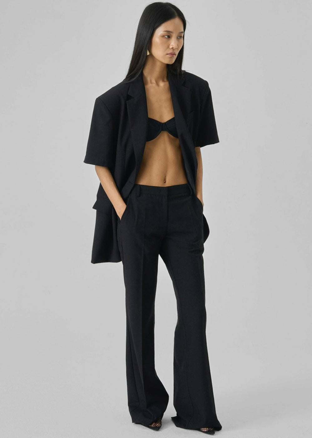 Maisie Bootcut Twill Pants Black - Women