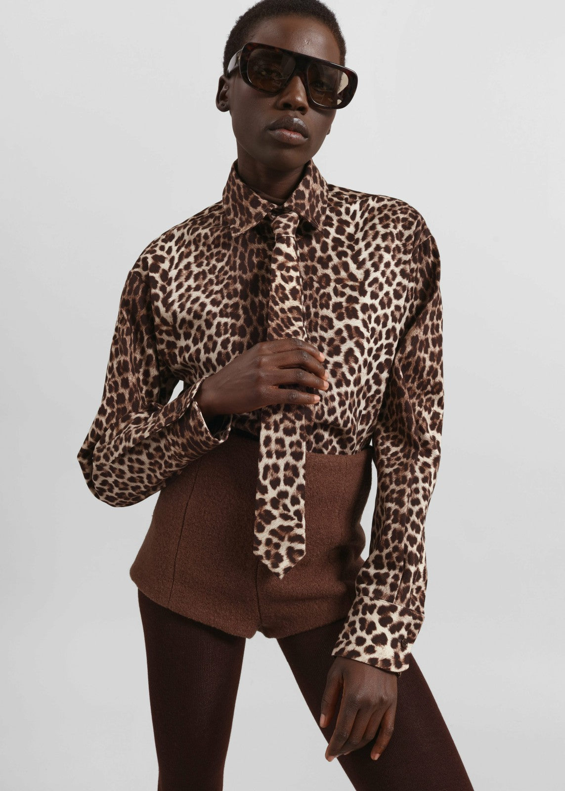 Lene Leopard Print Tie Brown - Women