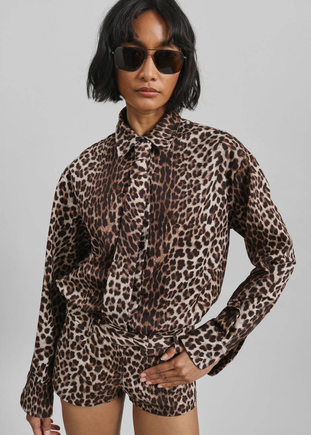 Lene Leopard Print Tie Brown - Women
