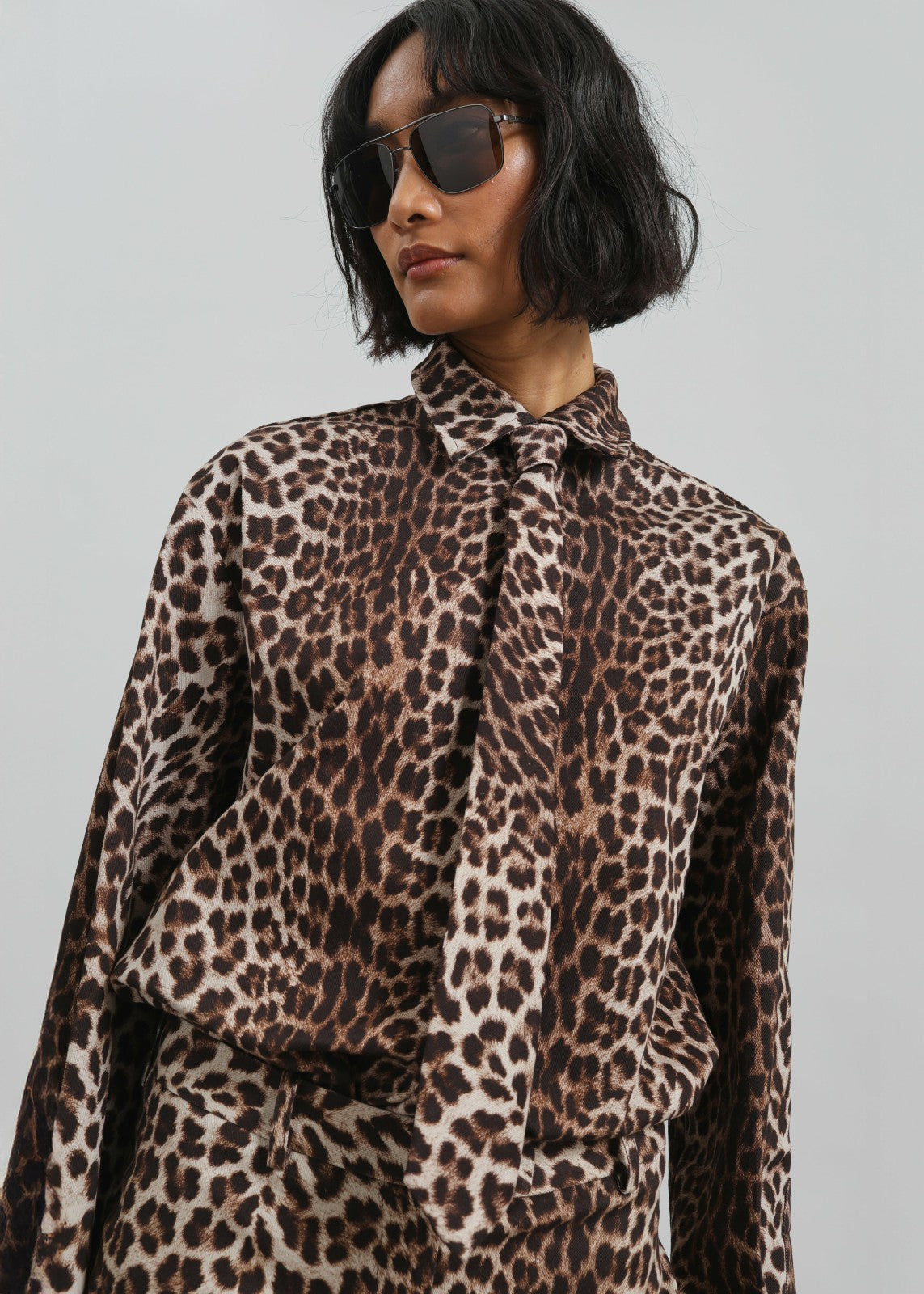 Lene Leopard Print Tie Brown - Women