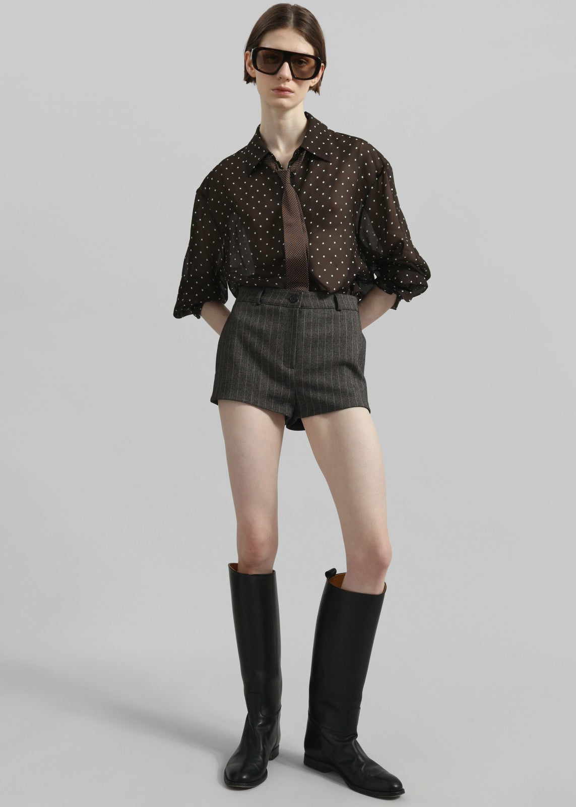 Tenby Striped Hot Pants Brown Melange - Women