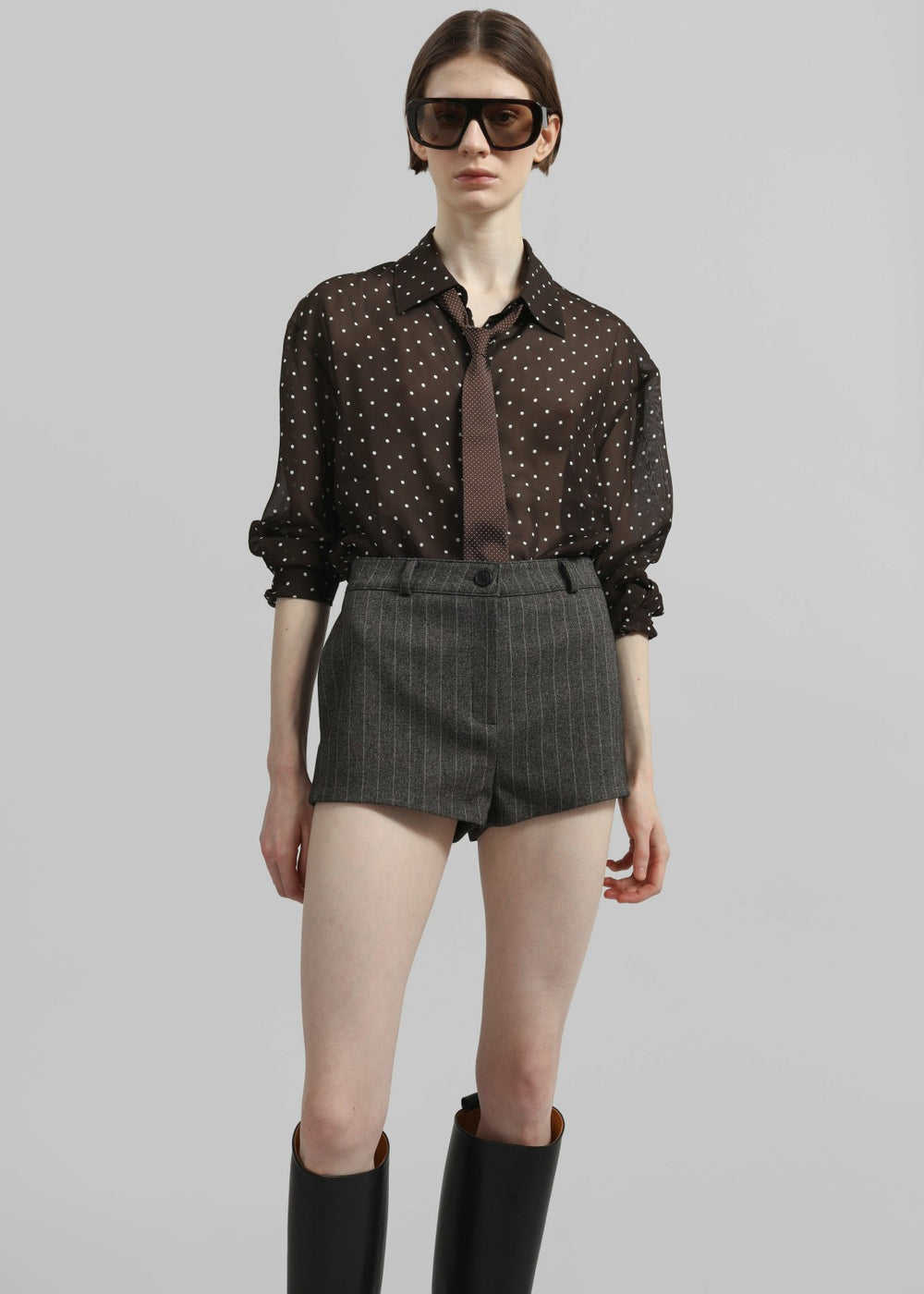Tenby Striped Hot Pants Brown Melange - Women