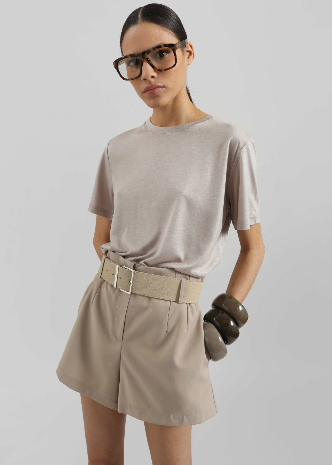 Amal Fluid Tee Light Taupe - Women