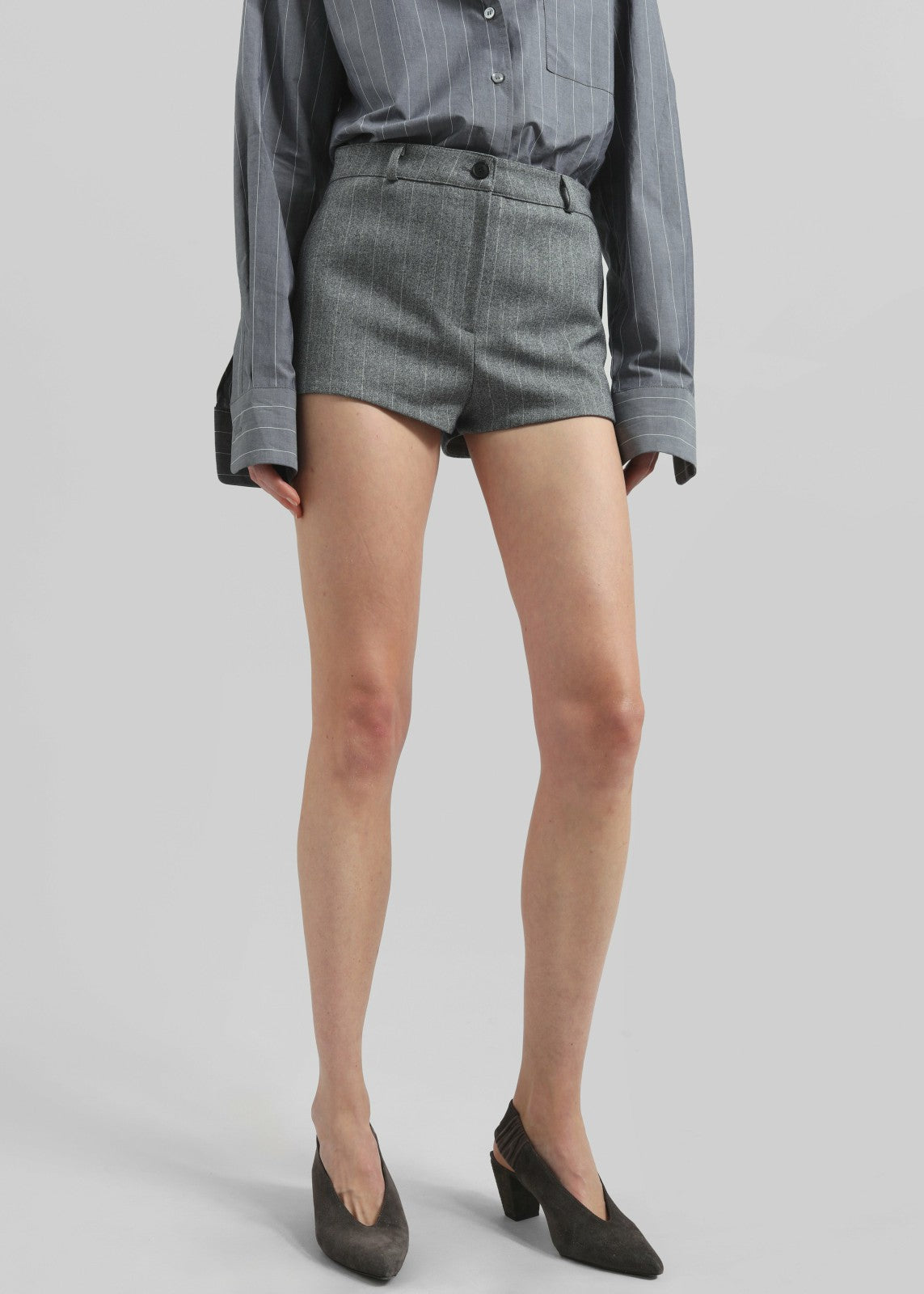 Tenby Striped Hot Pants Grey Melange - Women