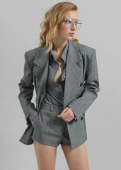 Tenby Striped Hot Pants Grey Melange - Women
