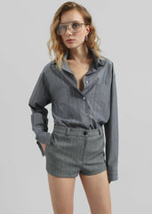 Tenby Striped Hot Pants Grey Melange - Women