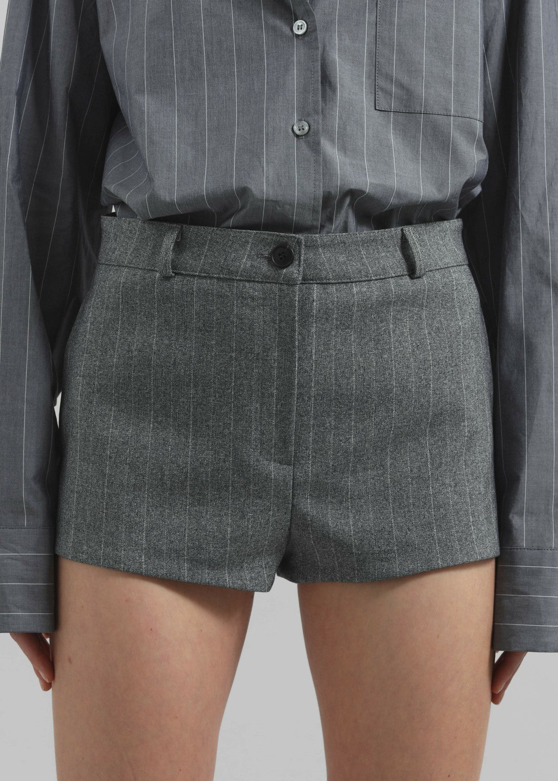 Tenby Striped Hot Pants Grey Melange - Women