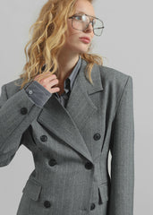 Tenby Striped Cinched Blazer Grey Melange - Women