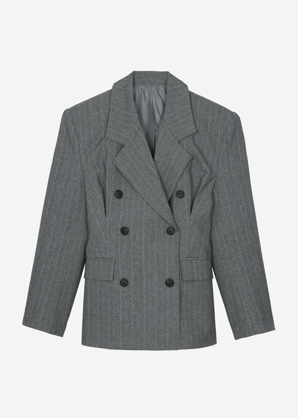 Tenby Striped Cinched Blazer Grey Melange - Women