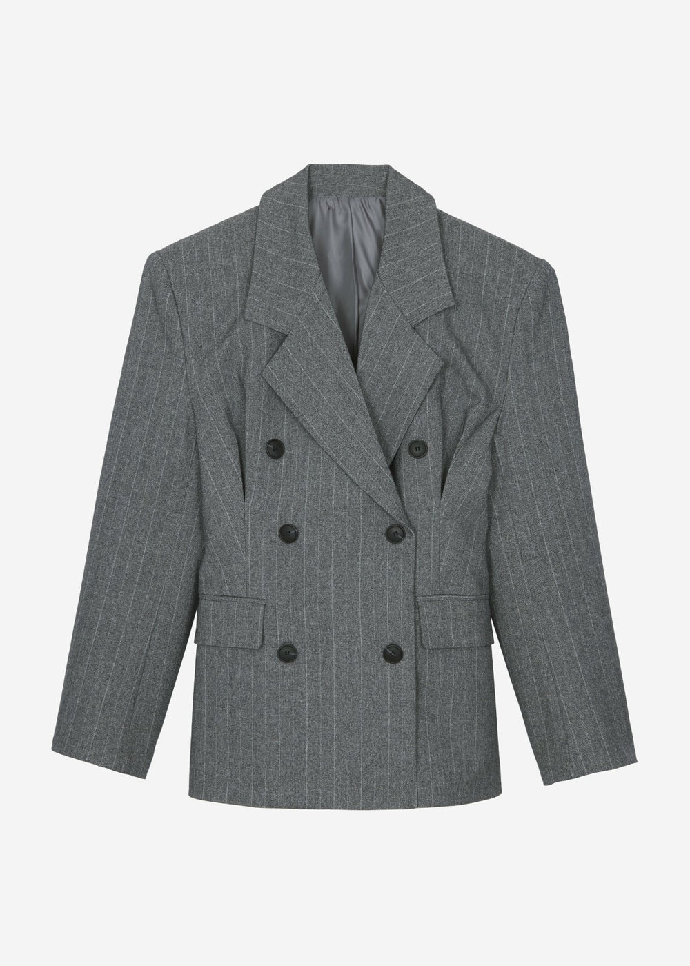 Tenby Striped Cinched Blazer Grey Melange - Women