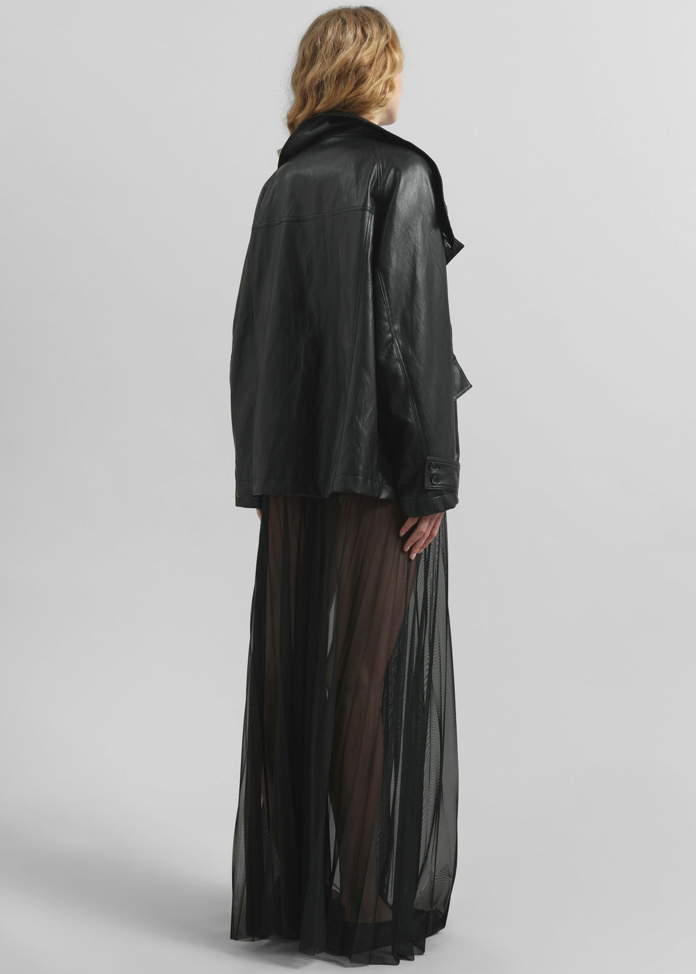 Amunta Faux Leather Trench Jacket Black - Women