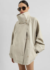 Amunta Faux Leather Trench Jacket Light Beige - Women