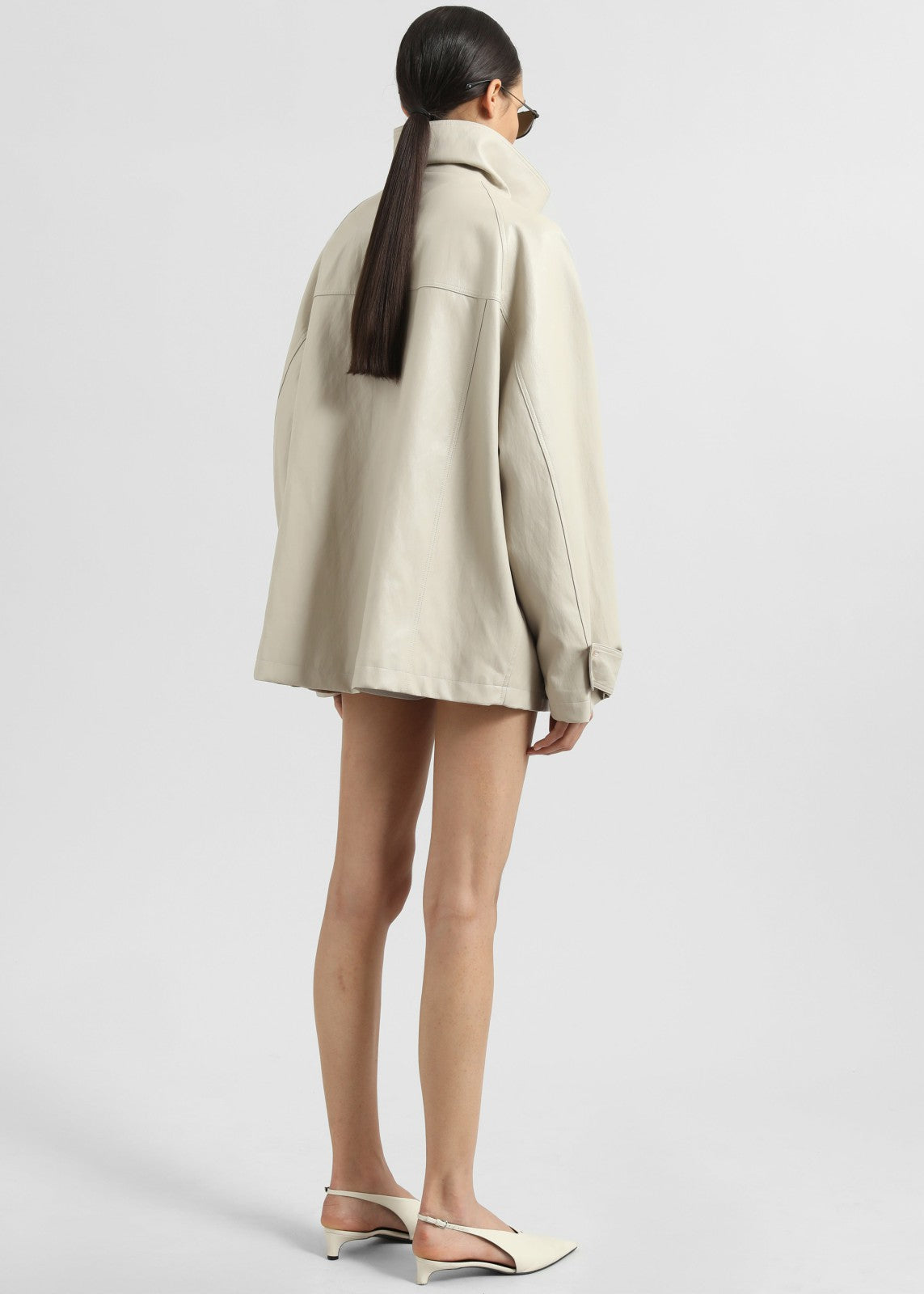 Amunta Faux Leather Trench Jacket Light Beige - Women