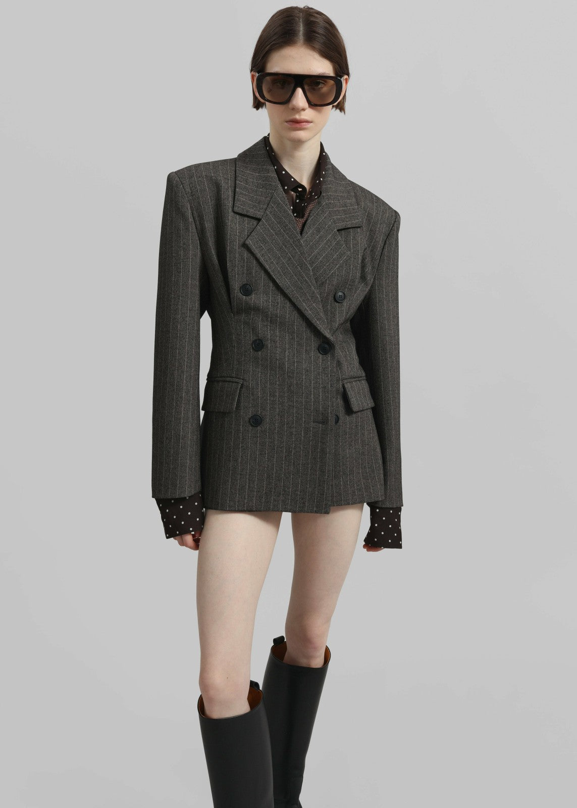 Tenby Striped Cinched Blazer Brown Melange - Women