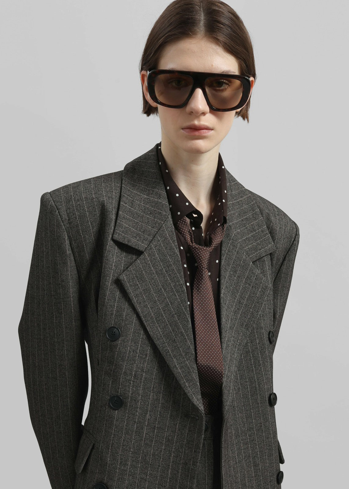 Tenby Striped Cinched Blazer Brown Melange - Women