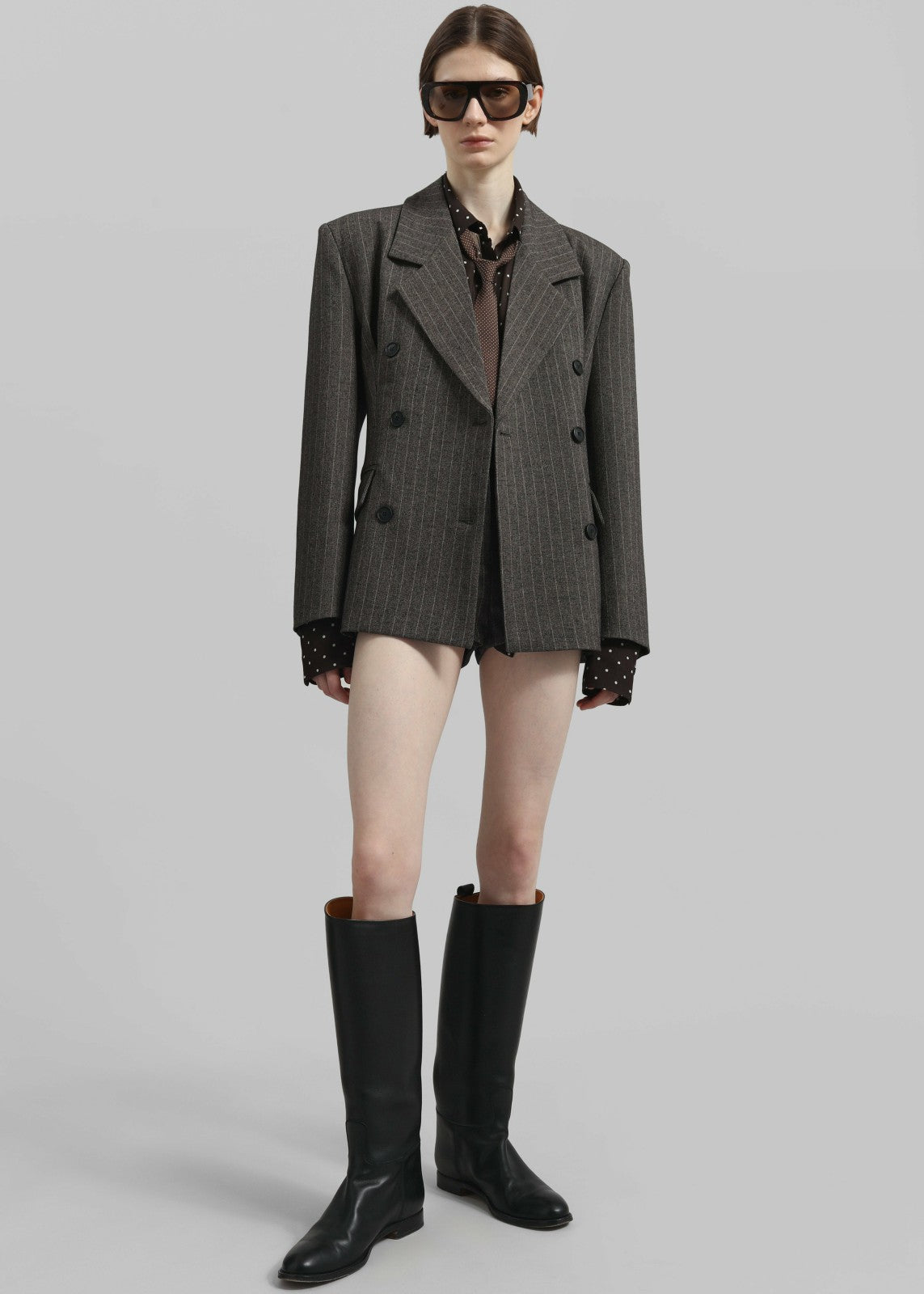 Tenby Striped Cinched Blazer Brown Melange - Women