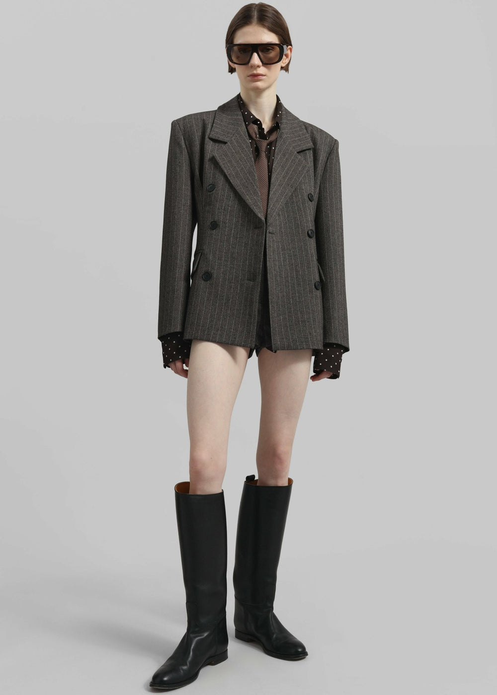 Tenby Striped Cinched Blazer Brown Melange - Women