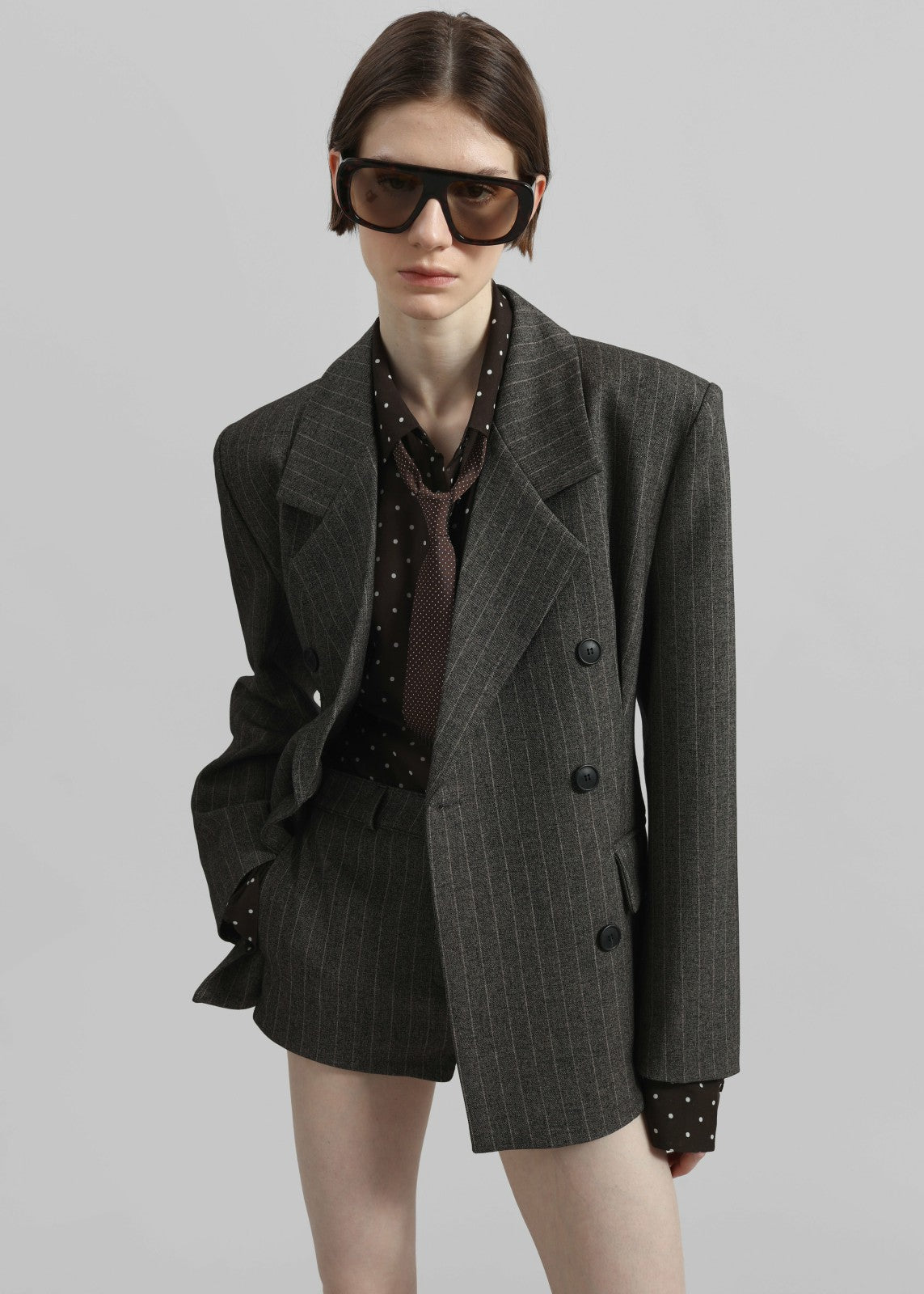 Tenby Striped Cinched Blazer Brown Melange - Women