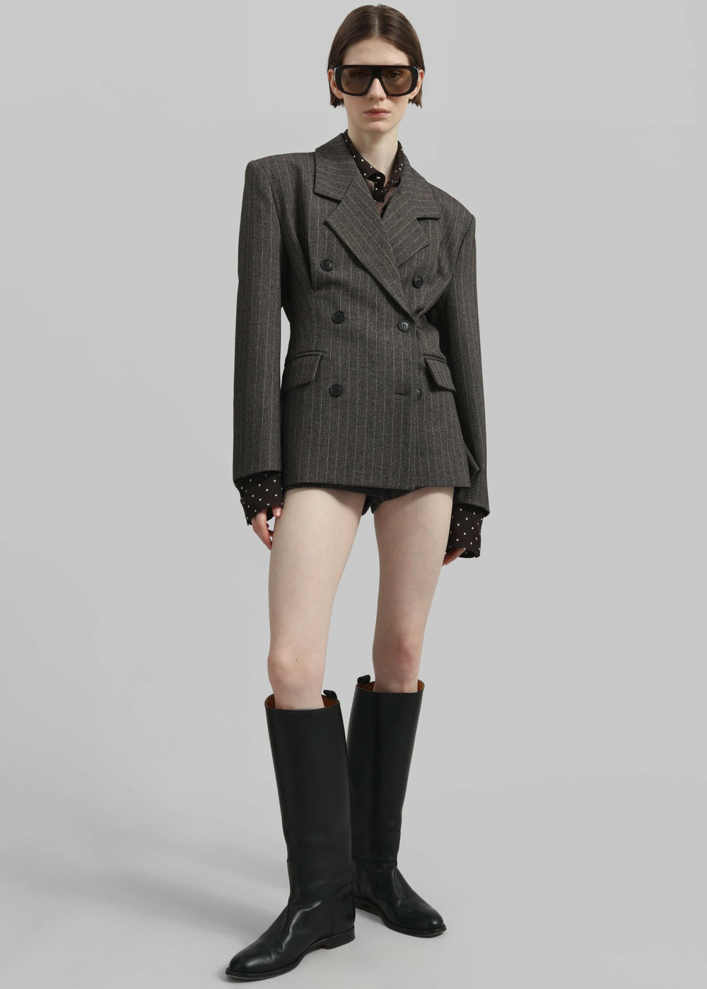 Tenby Striped Cinched Blazer Brown Melange - Women