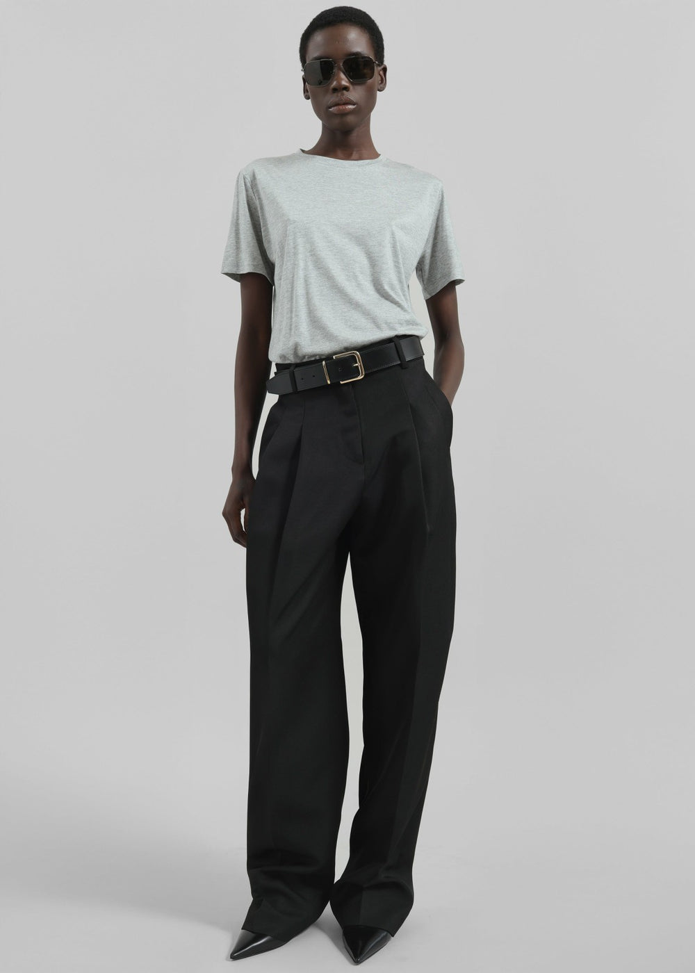 Amal Fluid Tee Grey Melange - Women