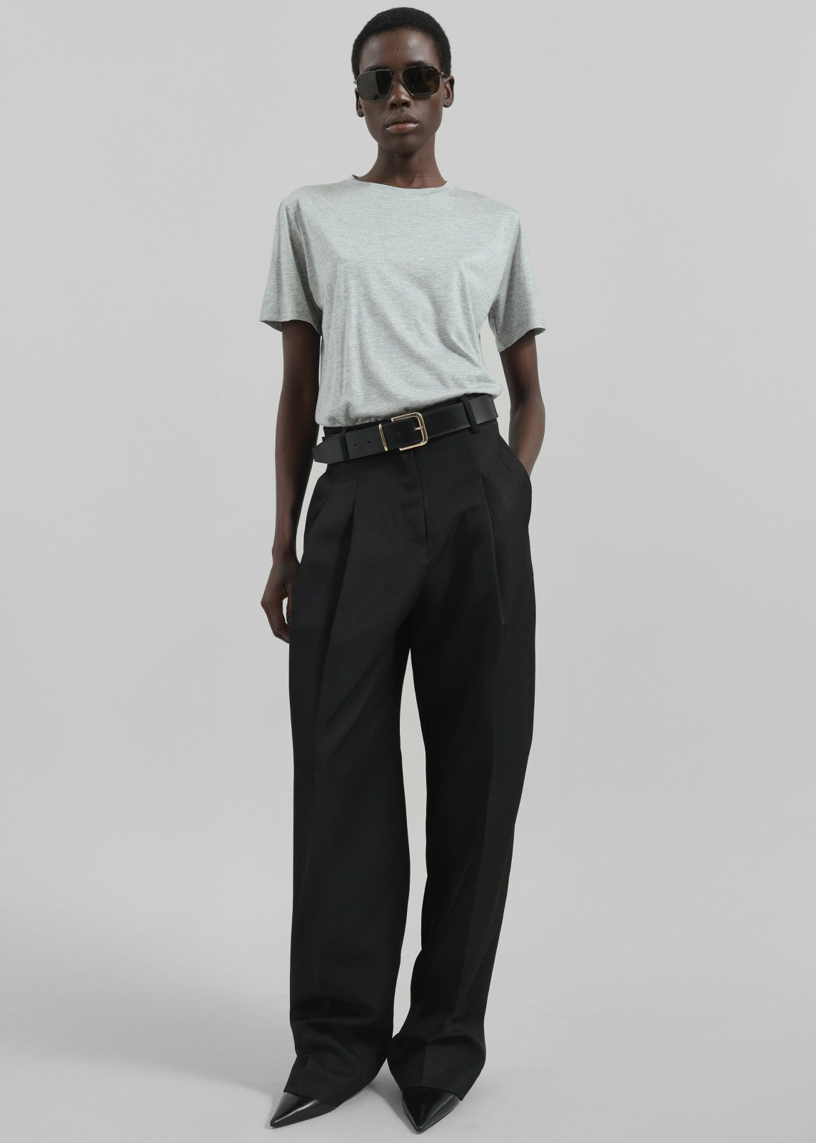 Amal Fluid Tee Grey Melange - Women