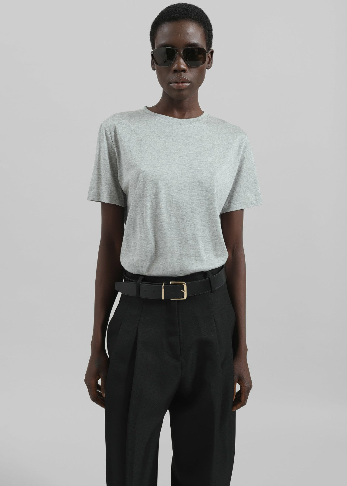 Amal Fluid Tee Grey Melange - Women