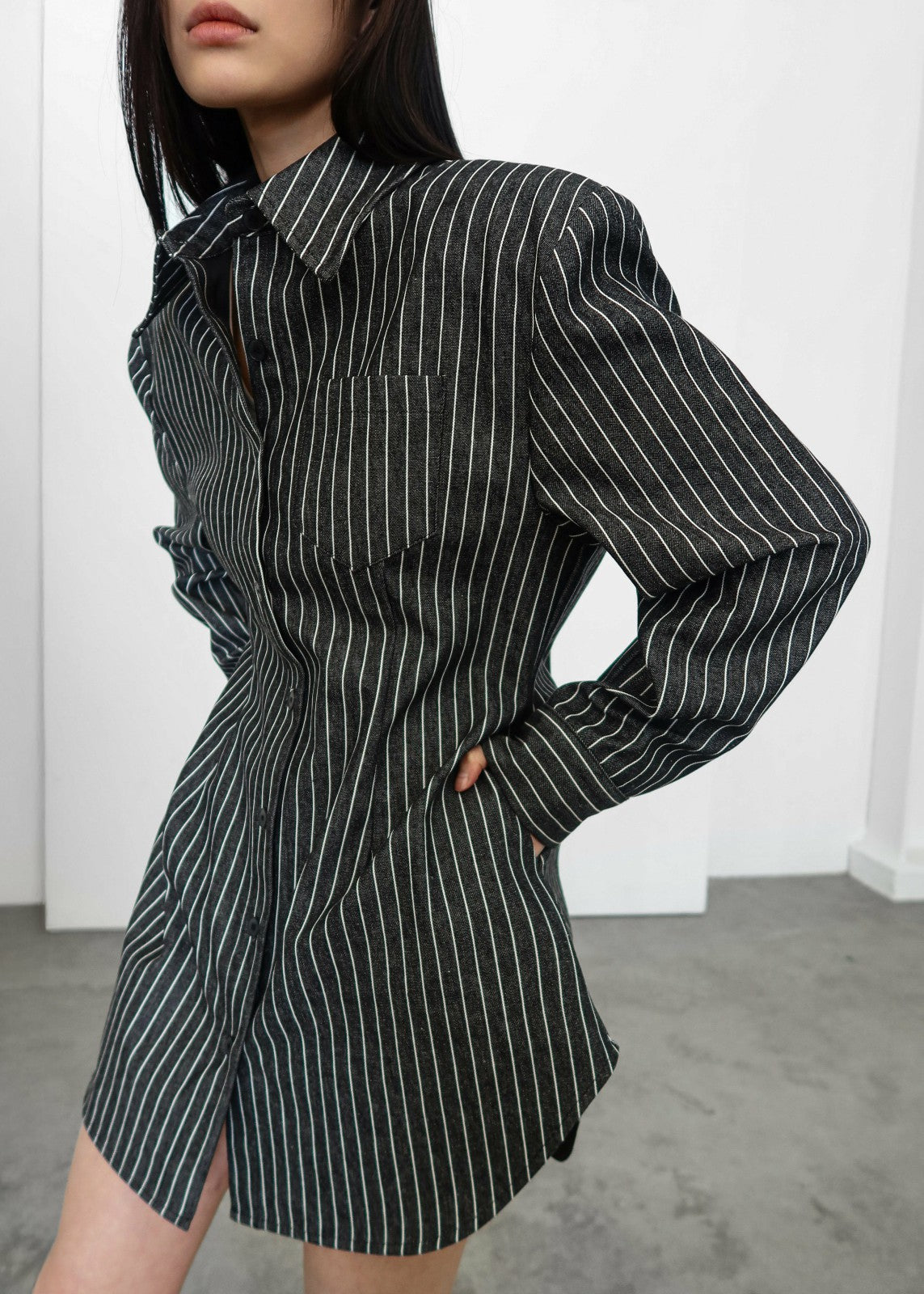 Sterford Pocket Shirt Black/White Stripe - Women