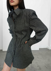 Sterford Pocket Shirt Black/White Stripe - Women