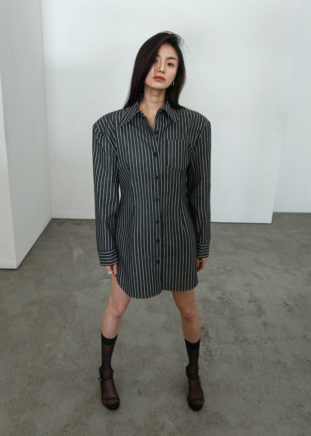 Sterford Pocket Shirt Black/White Stripe - Women