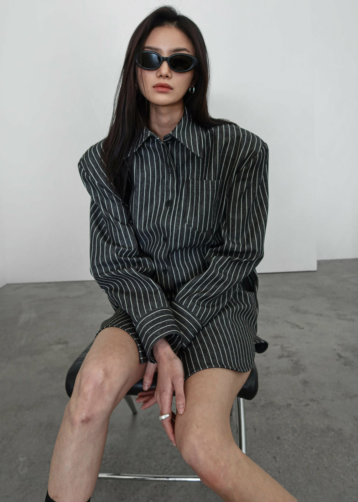 Sterford Pocket Shirt Black/White Stripe - Women