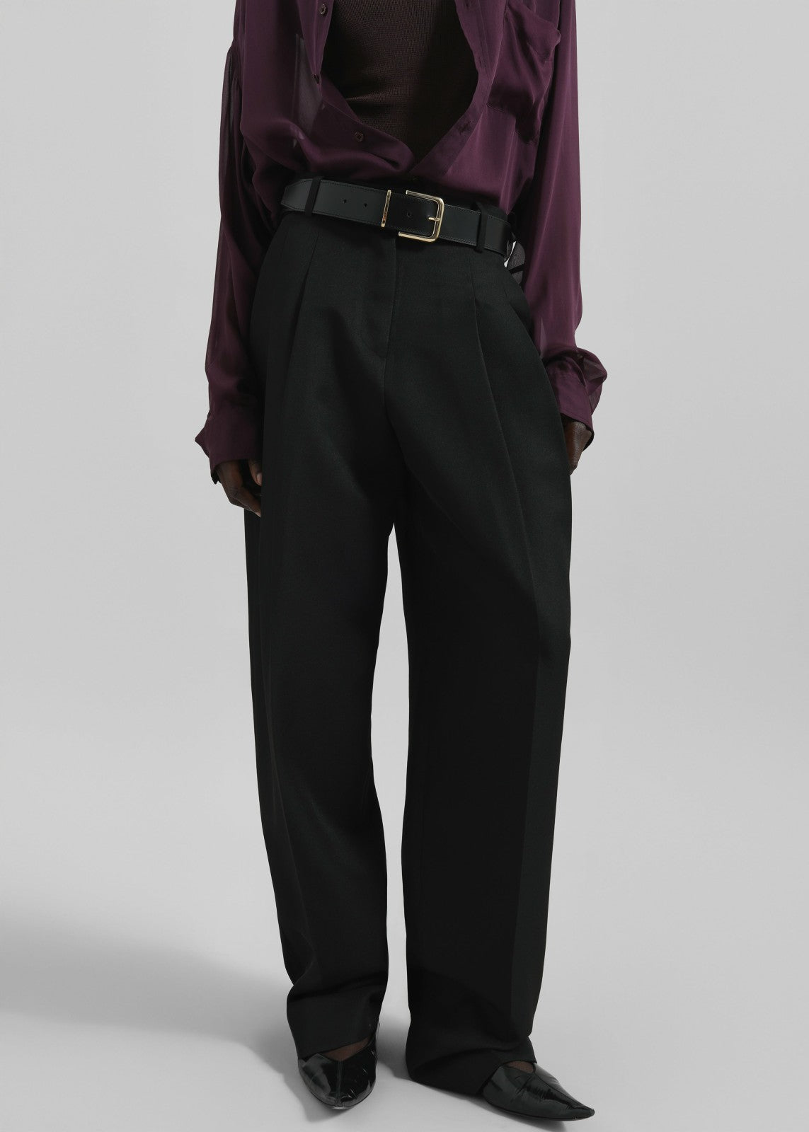 Gelso Pleated Twill Trousers Black - Women