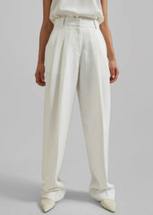 Gelso Pleated Twill Trousers White - Women