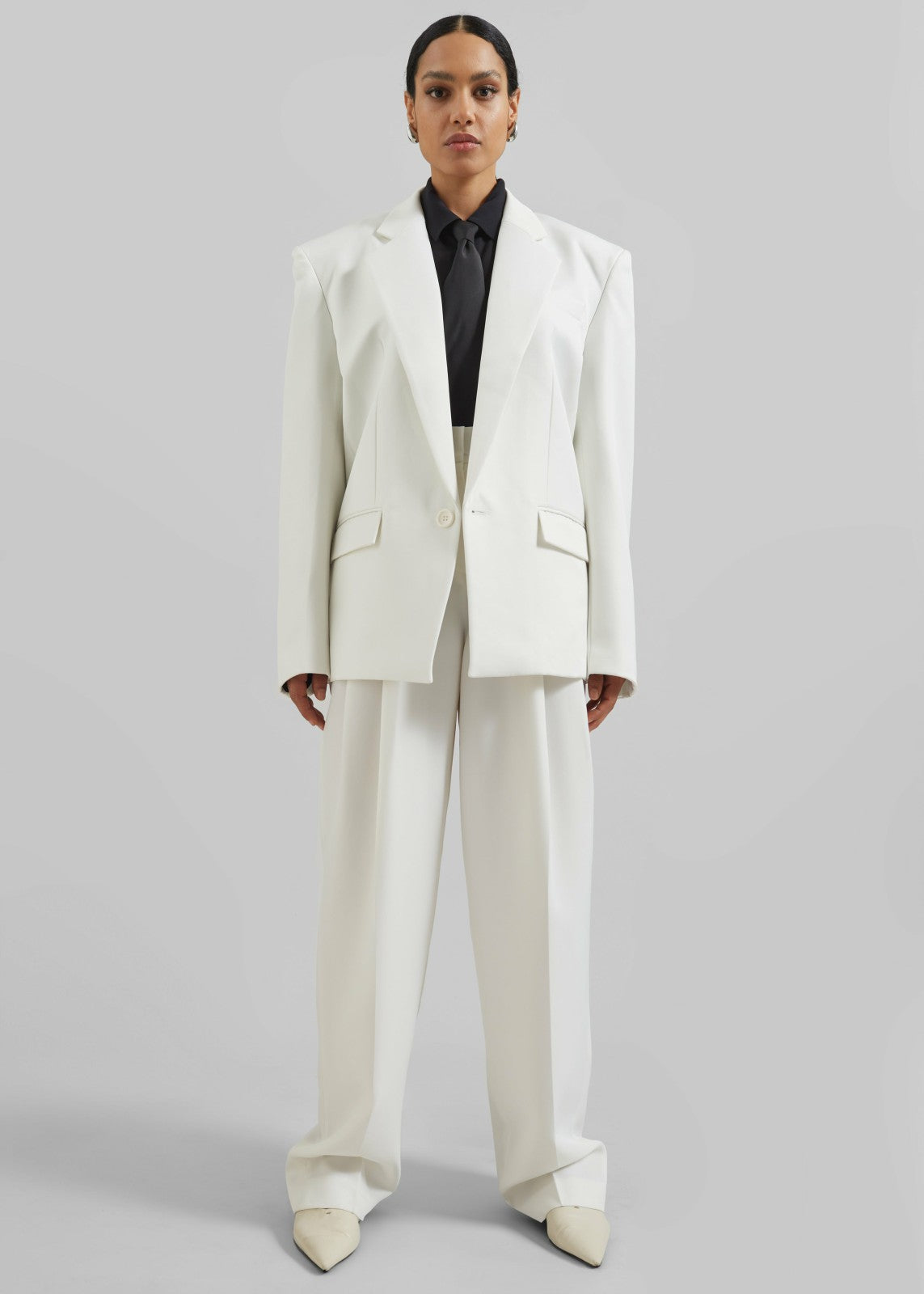 Gelso Pleated Twill Trousers White - Women